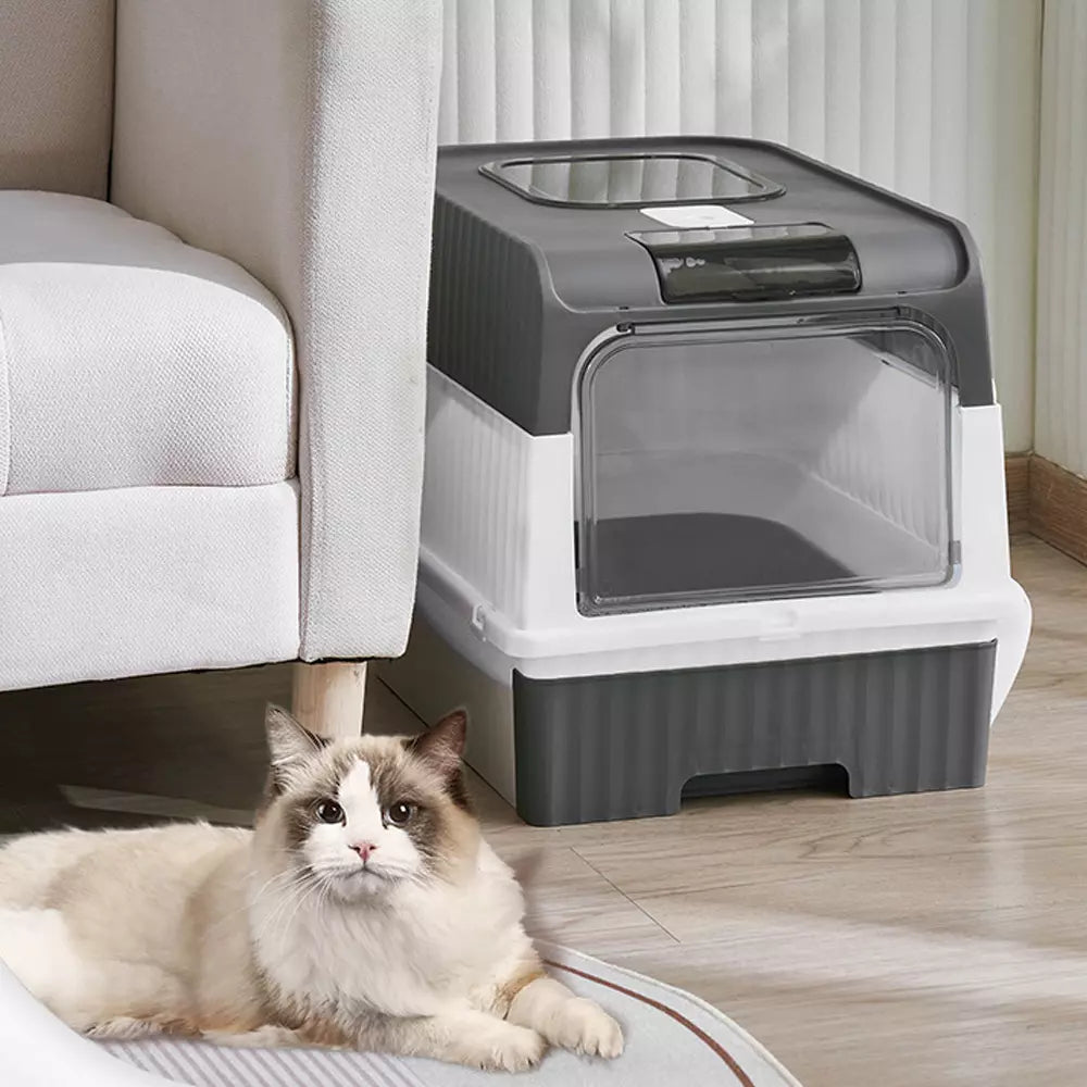Large Cat Litter Box Self Cleaning Pan Drawer Anti-Splashing Cat Potty Tray