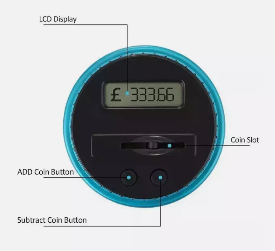Electronic LCD Coin Money Counting Jar Box Saving Safe Digital Piggy Bank New 1.8L