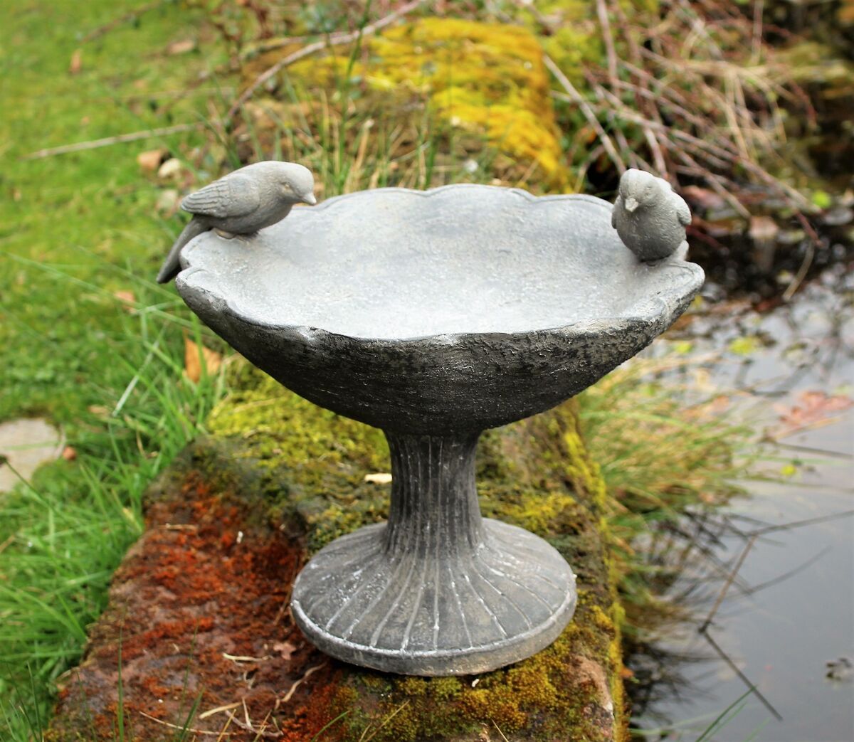 BIRD BATH BOWL OUTDOOR ORNAMENTAL TRADITIONAL GARDEN WATER WEATHERPROOF Royalcart