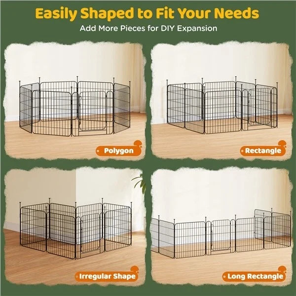 60 cm Tall Dog Playpen Panels, Foldable 8 Panels Puppy Fence for Small Dogs