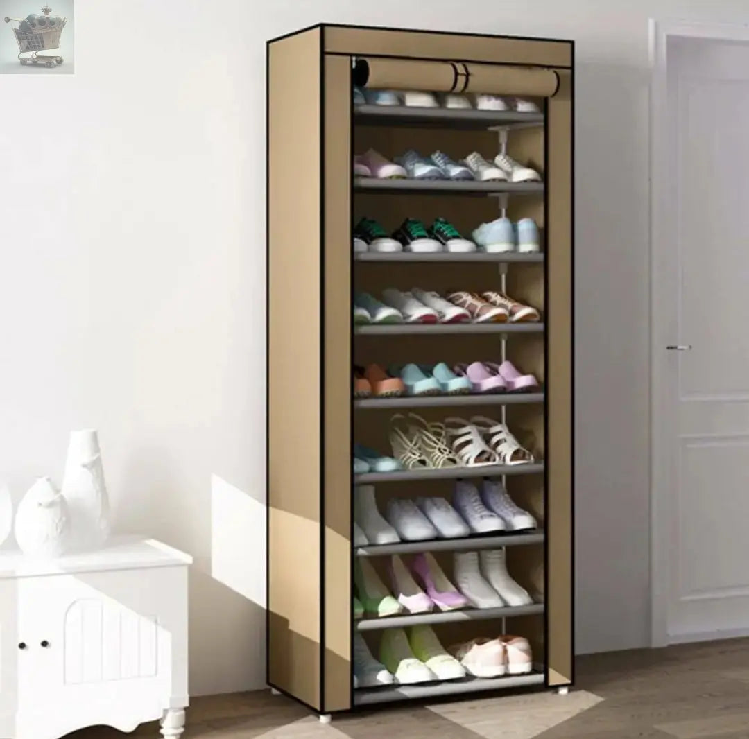 10 Tier Cabinet Storage Organiser Shoe Rack Stand Holds 27 Pairs Dustproof Black Royalcart