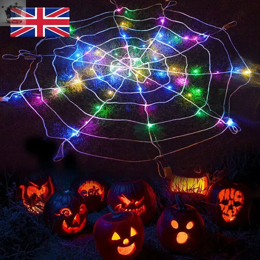 100 Led Halloween Decoration Giant Spider Web Lights Party Royalcart