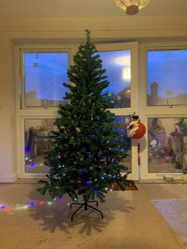 4/5/6/7ft Pre Lit Christmas Tree with LED Lights Bushy Tips Artificial Xmas Tree Royalcart