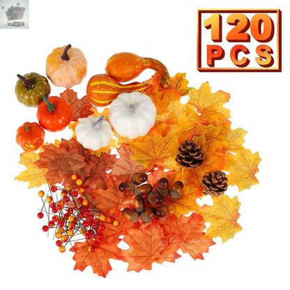 120Pcs Halloween Pumpkins Foam Artificial Maple Leaves Royalcart