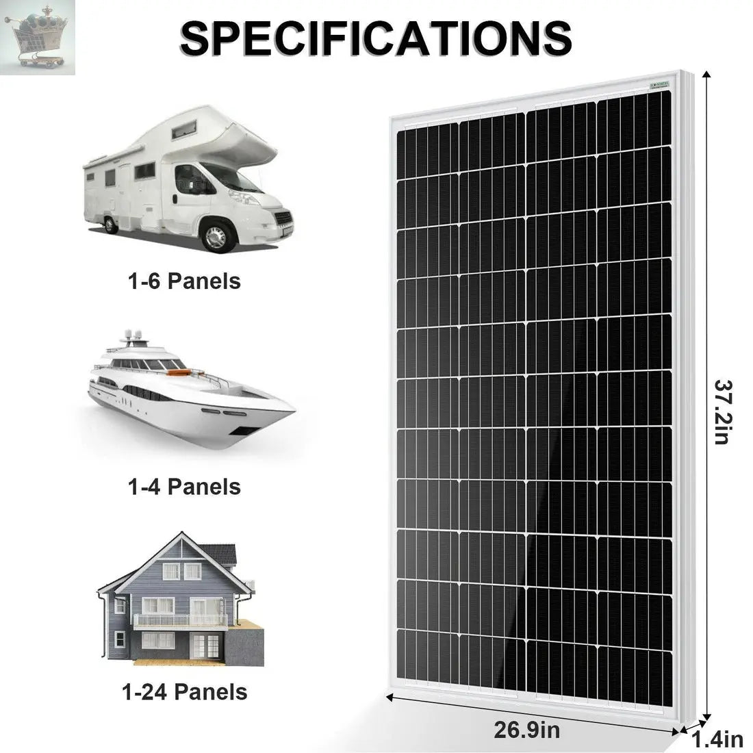 120W Solar Panel Kit Charger 30A Controller RV Trailer Camper Van Royalcart