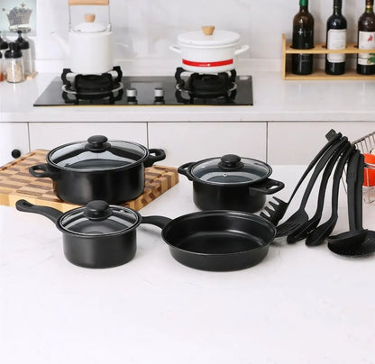 13pcs Cookware Set Pan Pot Non Stick Saucepans Frying Pan Cookware Set Glass Lid Royalcart