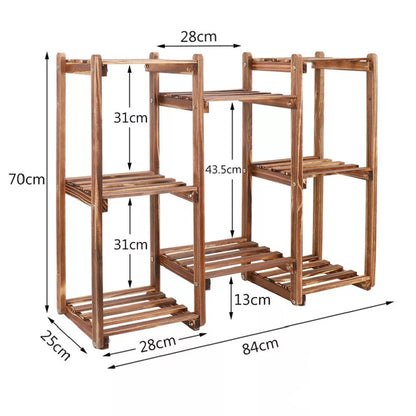 Multi-Tier Stylish Bamboo Plant Stand Indoor&Outdoor 10 Pot Bonsai Display Shelf Royalcart