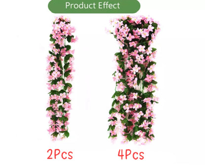 2pcs Hanging Flowers Artificial Violet Flower Wall Wisteria Basket Garland Home Decor Royalcart