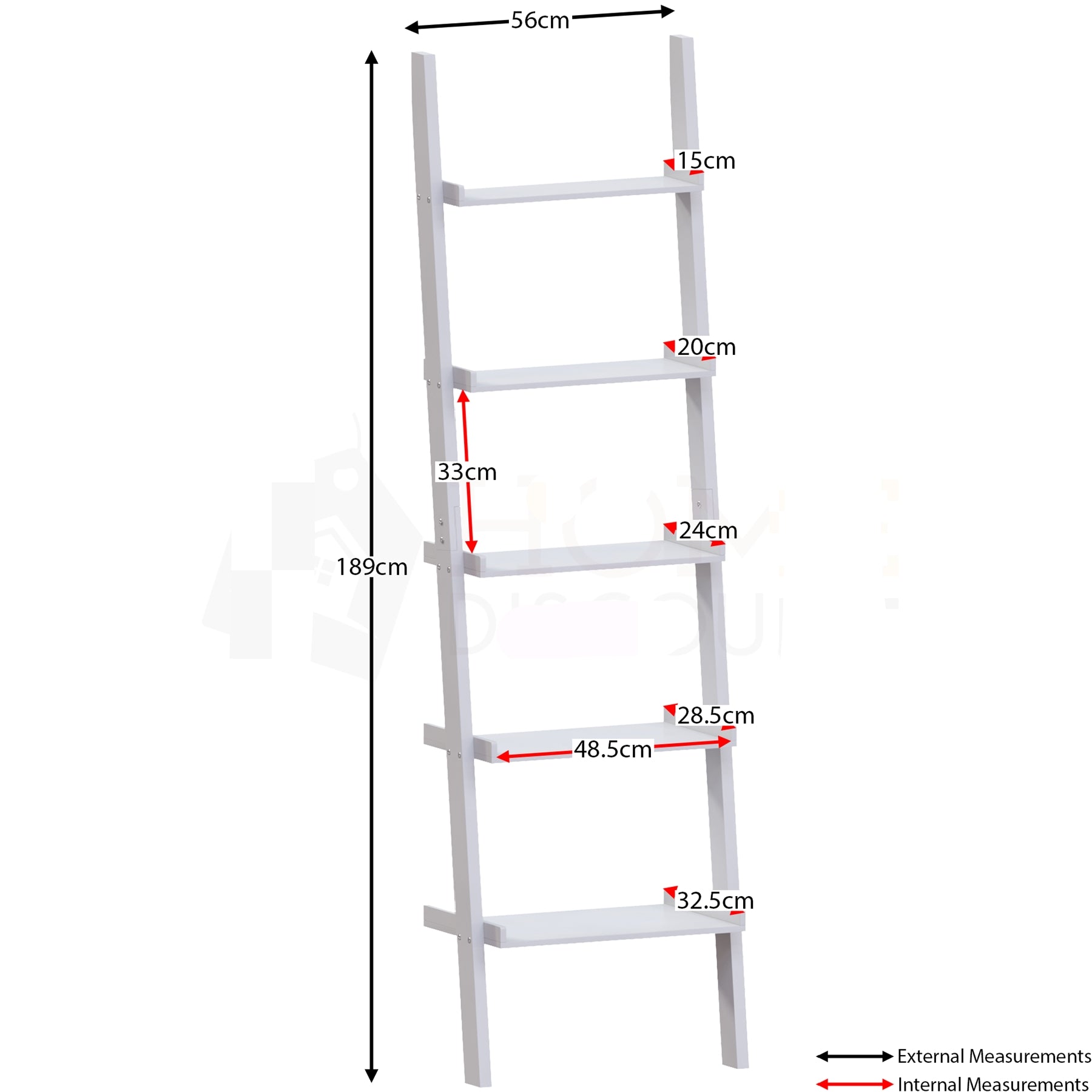 5 Tier White Ladder Shelf Bookcase Display Storage Shelving Royalcart