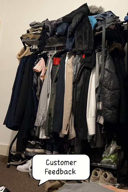 4/5/6ft Super Heavy Duty Metal Clothes Rail with Wheels - 1 Tier Rail Wardrobe Replacement - Hanging Clothing & Shoe Rack