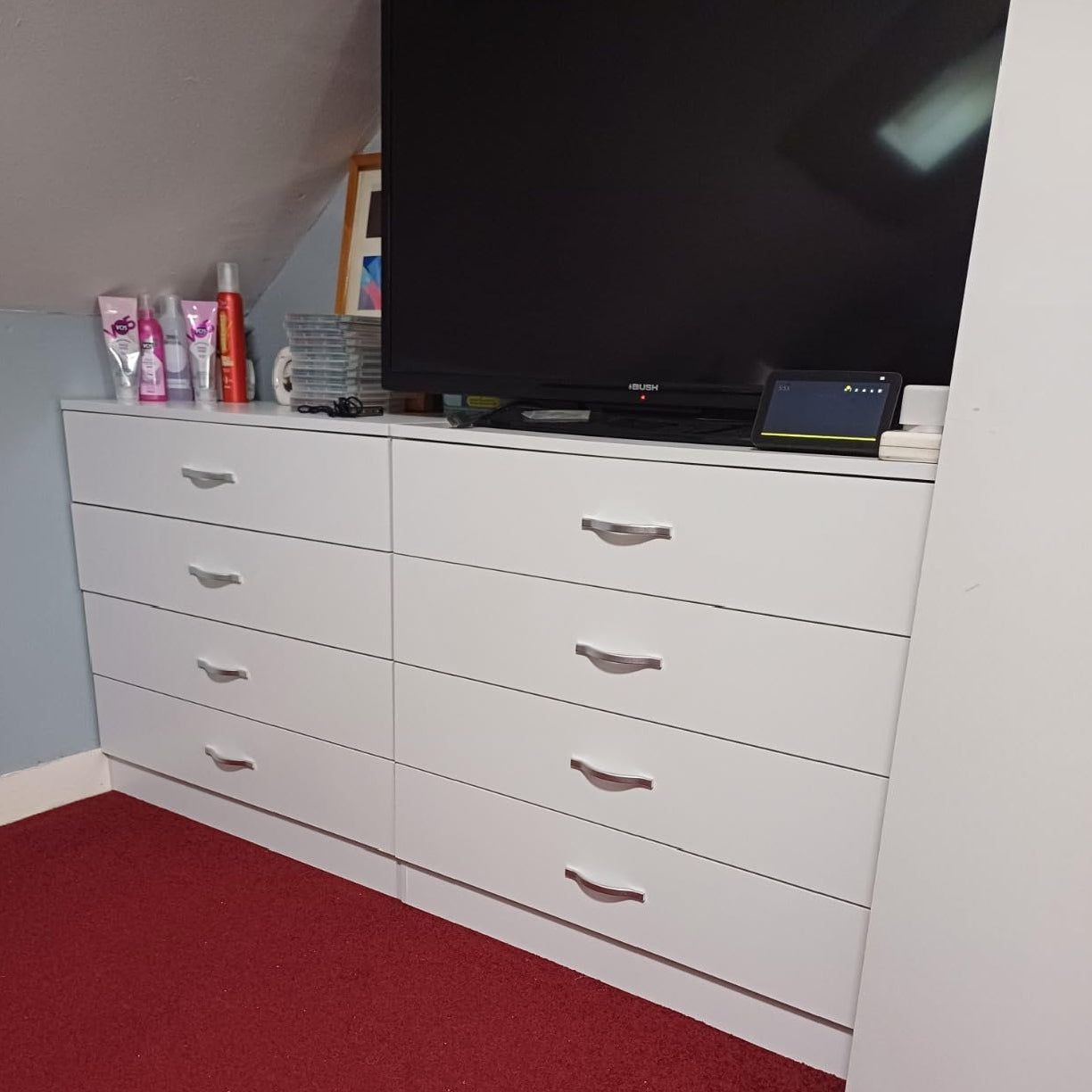 4 Chest Of Drawers Drawer Metal Handles Runners Bedroom Furniture White/Black