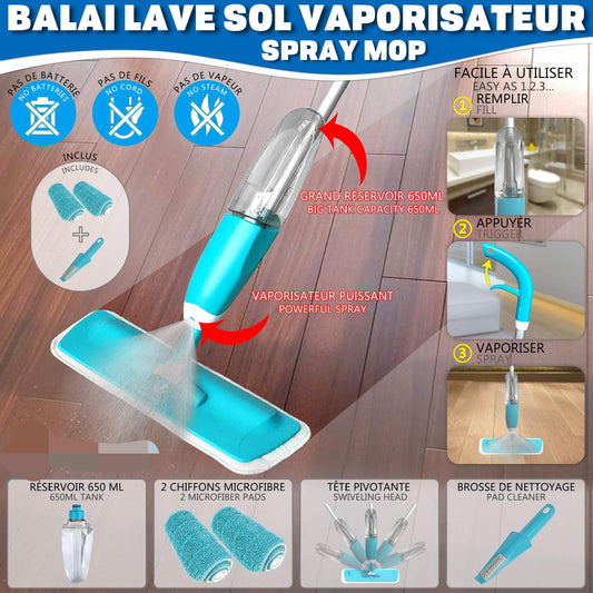Microfibre Spary Mop with 2 Washable Pades & Refillable Bottle 360 Degree Spin Mop for Floor