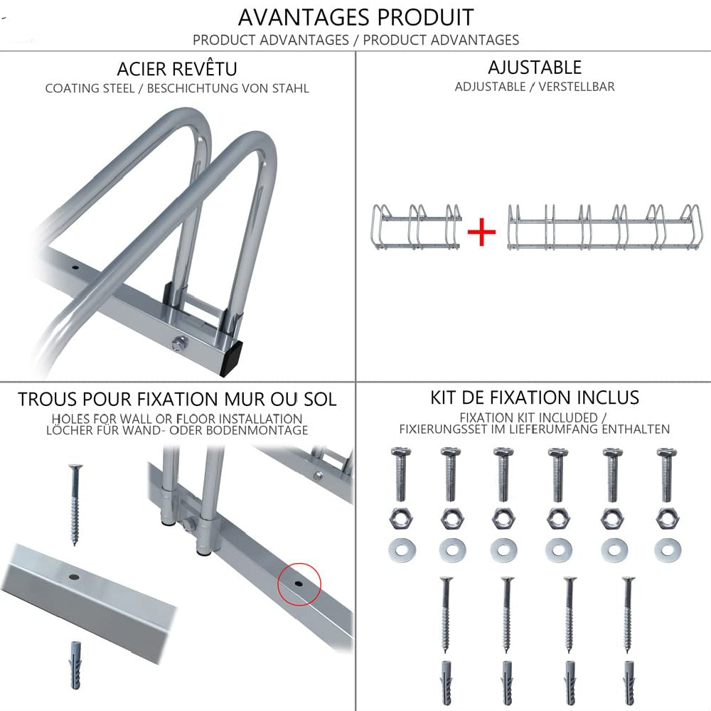 3/4/5/6 Bike Stand Floor or Wall mounted bike rack for garage Bicycle Parking rack Cycle Storage Locking Stand