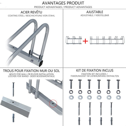 3/4/5/6 Bike Stand Floor or Wall mounted bike rack for garage Bicycle Parking rack Cycle Storage Locking Stand