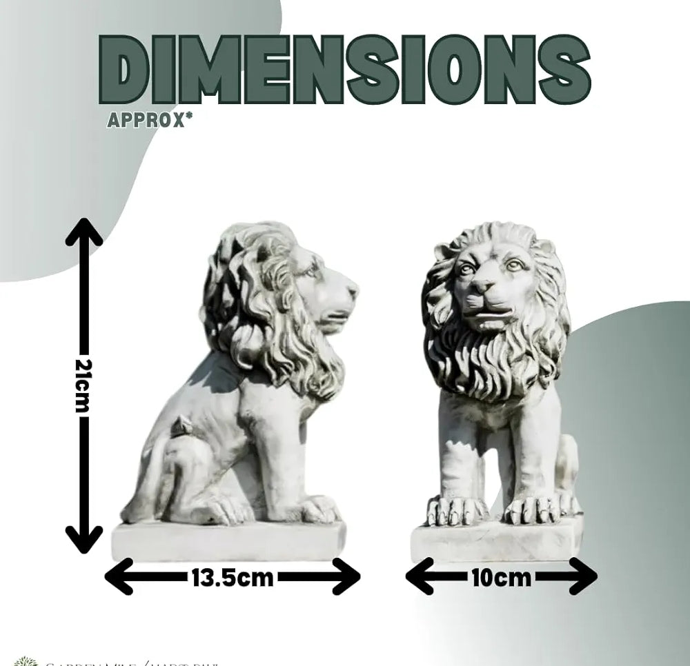 Pack of 2 Resin Lion Indoor Garden Ornaments Outdoor