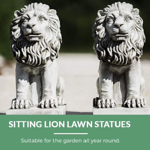 Pack of 2 Resin Lion Indoor Garden Ornaments Outdoor