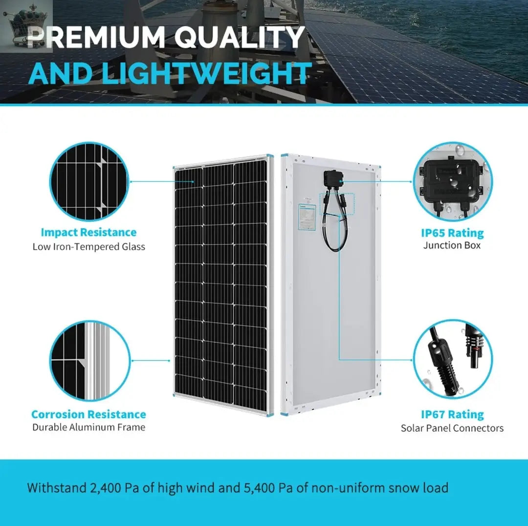 100W/175W Real Mono Solar Panel 12V Off Grid Power RV Boat Royalcart