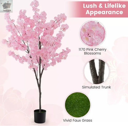 190cm Tall Artificial Cherry Blossom Tree Faux Floral Plant 1170 Flowers - Royalcart