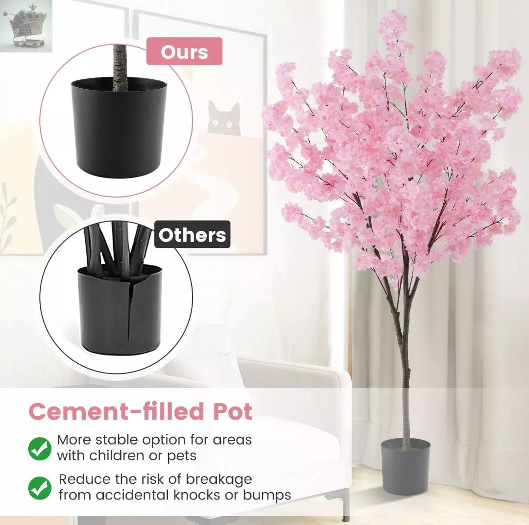 190cm Tall Artificial Cherry Blossom Tree Faux Floral Plant 1170 Flowers - Royalcart