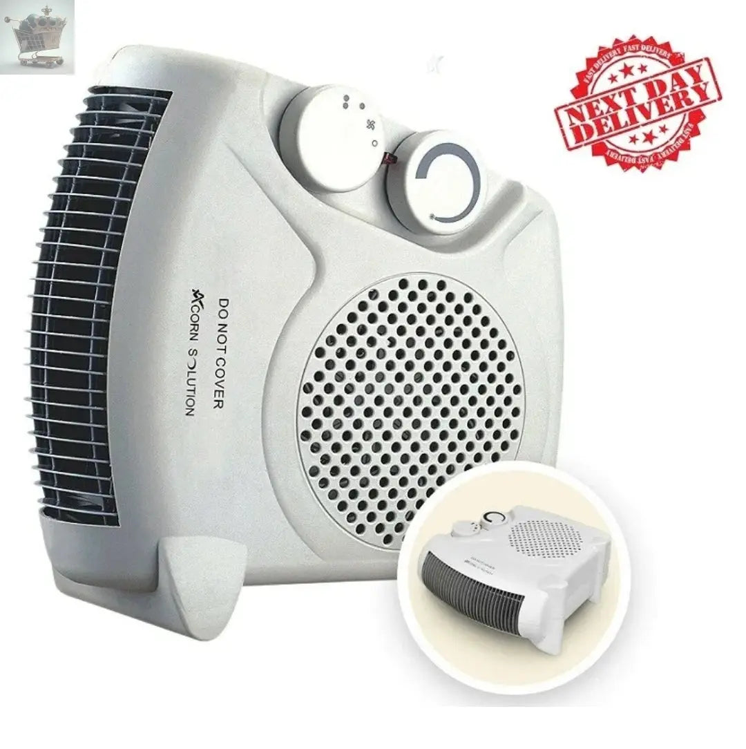 2 in 1 Fan Heater 2KW 2000W Small Portable Electric Hot Warm Air Upright - Royalcart