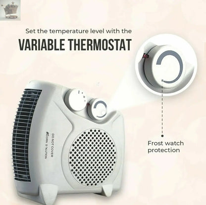 2 in 1 Fan Heater 2KW 2000W Small Portable Electric Hot Warm Air Upright - Royalcart