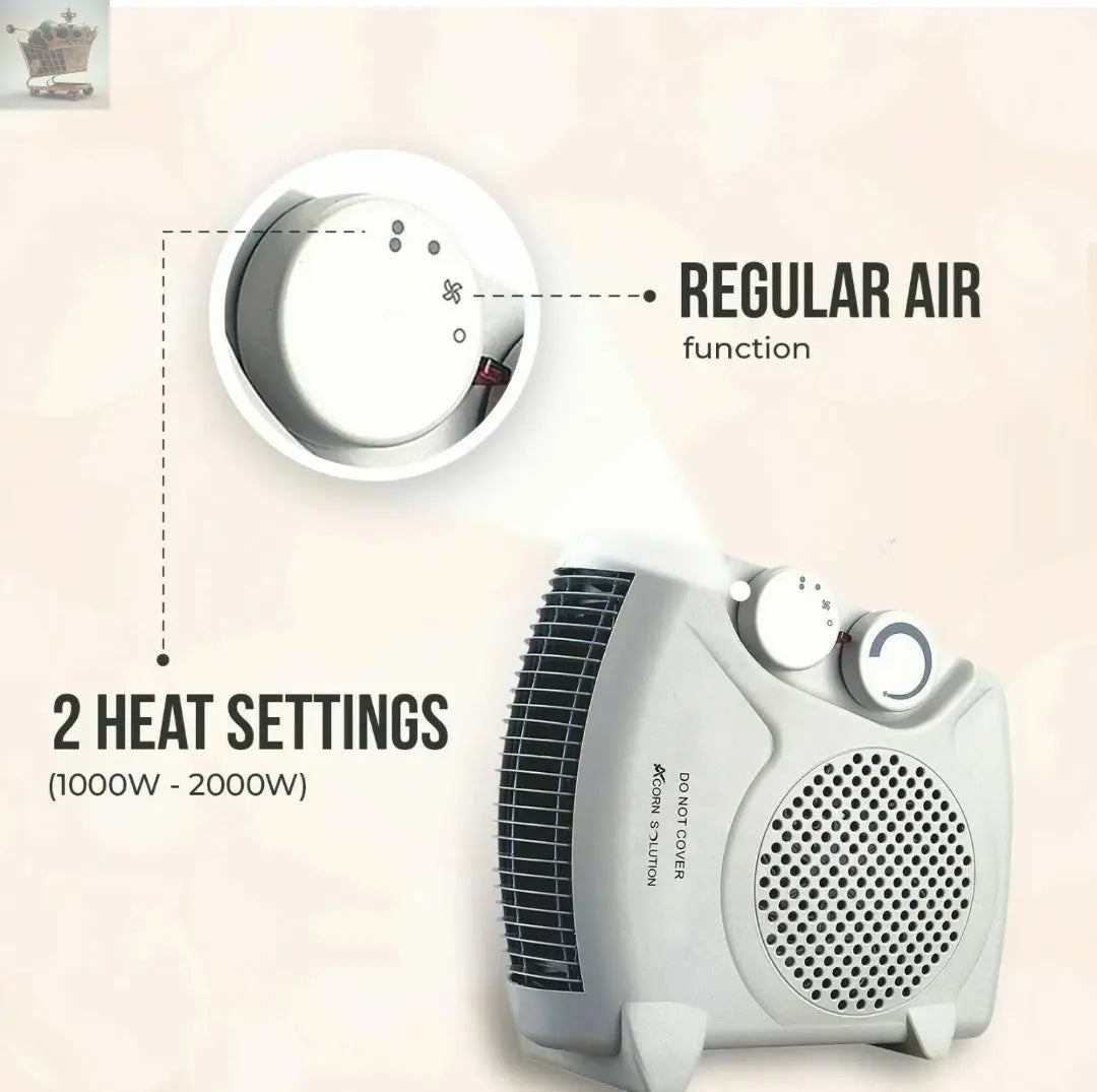 2 in 1 Fan Heater 2KW 2000W Small Portable Electric Hot Warm Air Upright - Royalcart