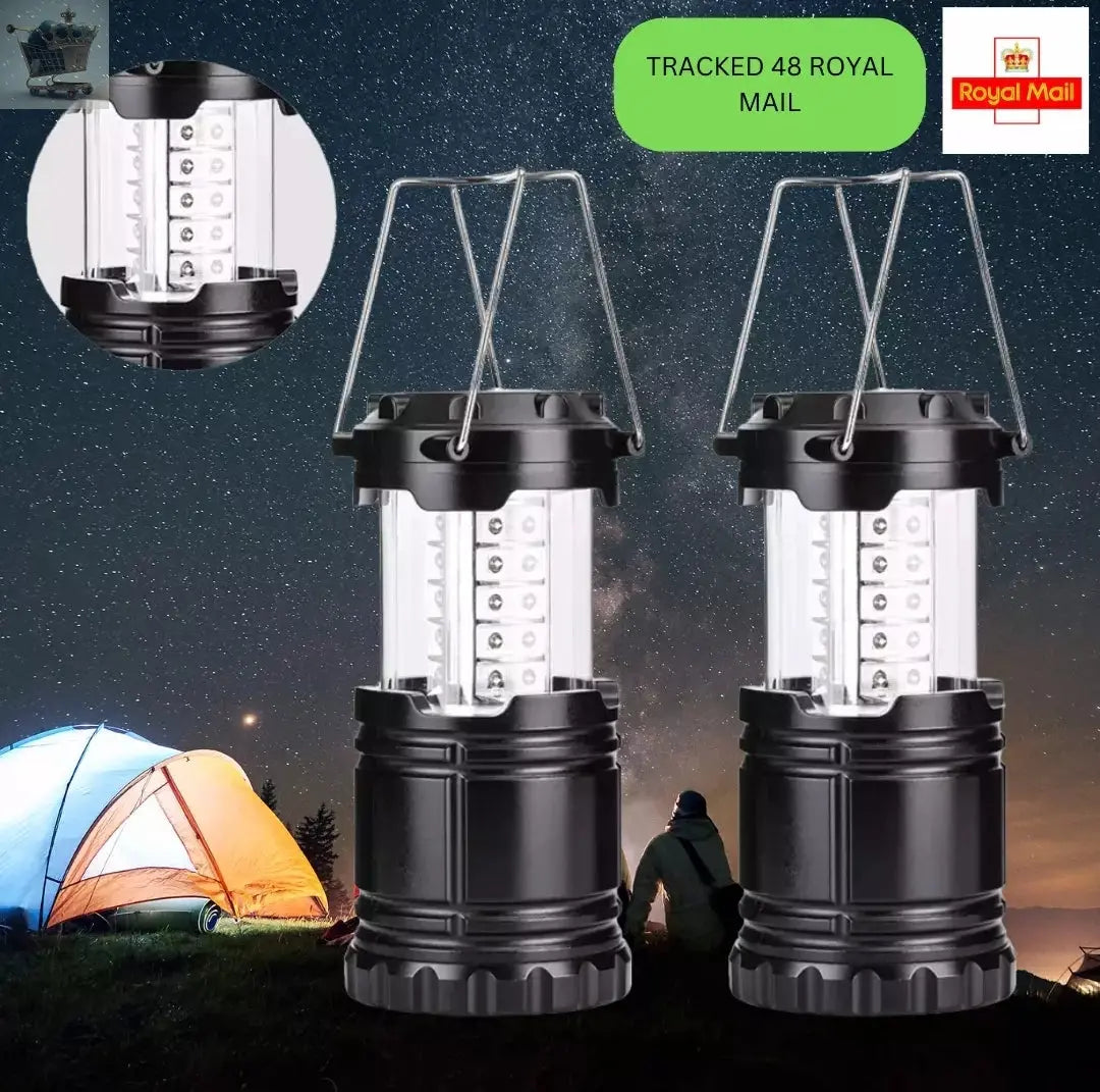 2 x LED Collapsible Camping Tent Light Portable Fishing Lantern Lamp - Royalcart