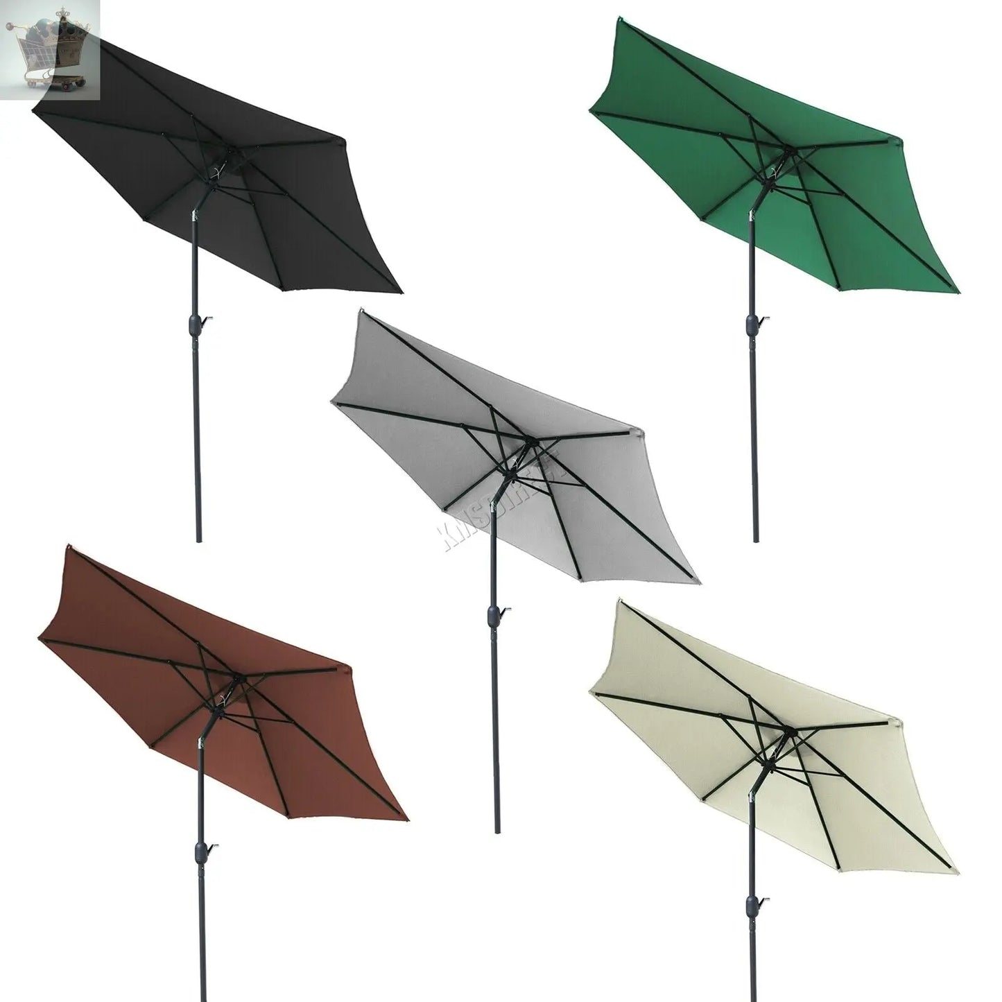 2.5M Large Garden Parasol Outdoor Umbrella Tilt Crank Canopy Sun Shade Patio Royalcart