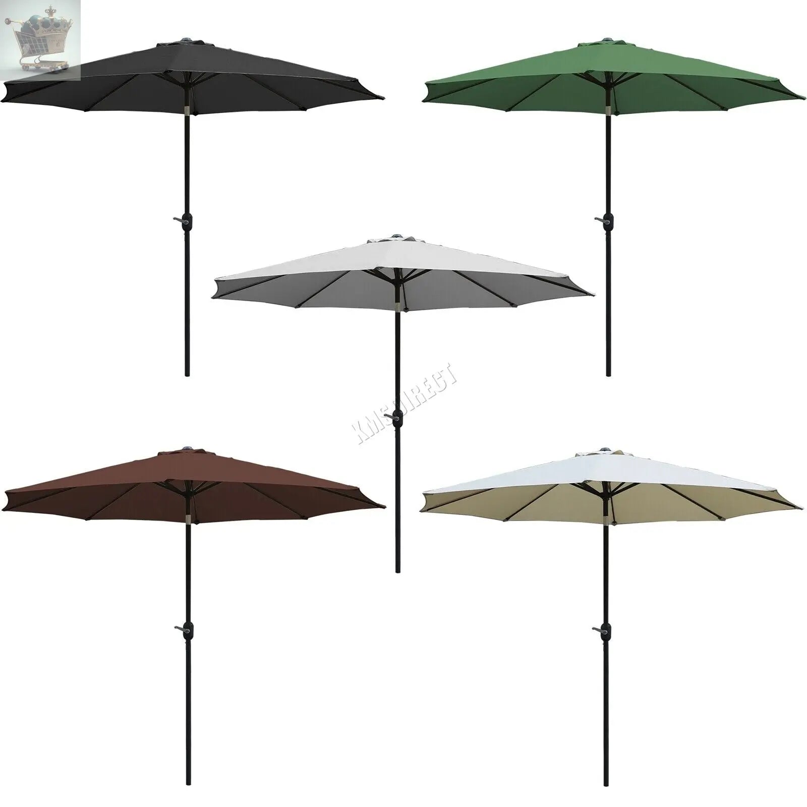 2.5M Large Garden Parasol Outdoor Umbrella Tilt Crank Canopy Sun Shade Patio Royalcart