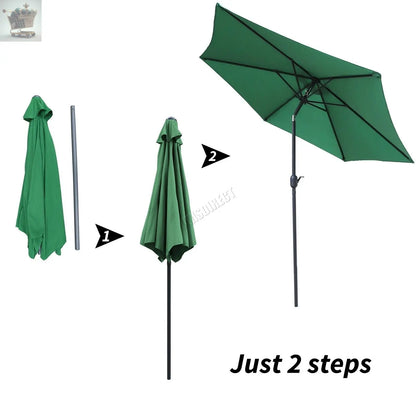 2.5M Large Garden Parasol Outdoor Umbrella Tilt Crank Canopy Sun Shade Patio Royalcart