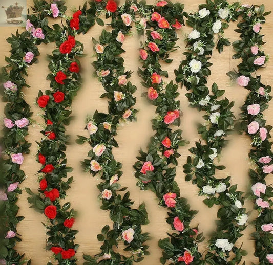 2.5m Artificial Flower Silk Rose Leaf Garland Vine Ivy Home Wedding Garden Royalcart