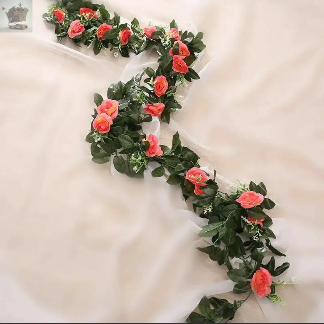 2.5m Artificial Flower Silk Rose Leaf Garland Vine Ivy Home Wedding Garden Royalcart