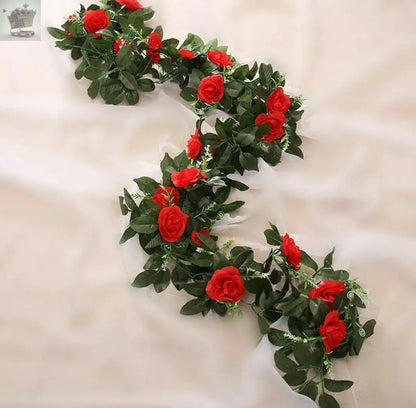 2.5m Artificial Flower Silk Rose Leaf Garland Vine Ivy Home Wedding Garden Royalcart