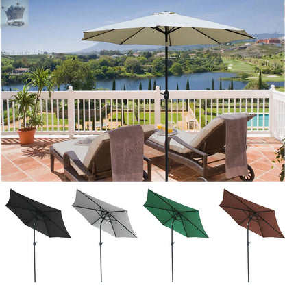 2.7M Large Garden Parasol Outdoor Umbrella Tilt Crank Canopy Sun Shade Patio - Royalcart