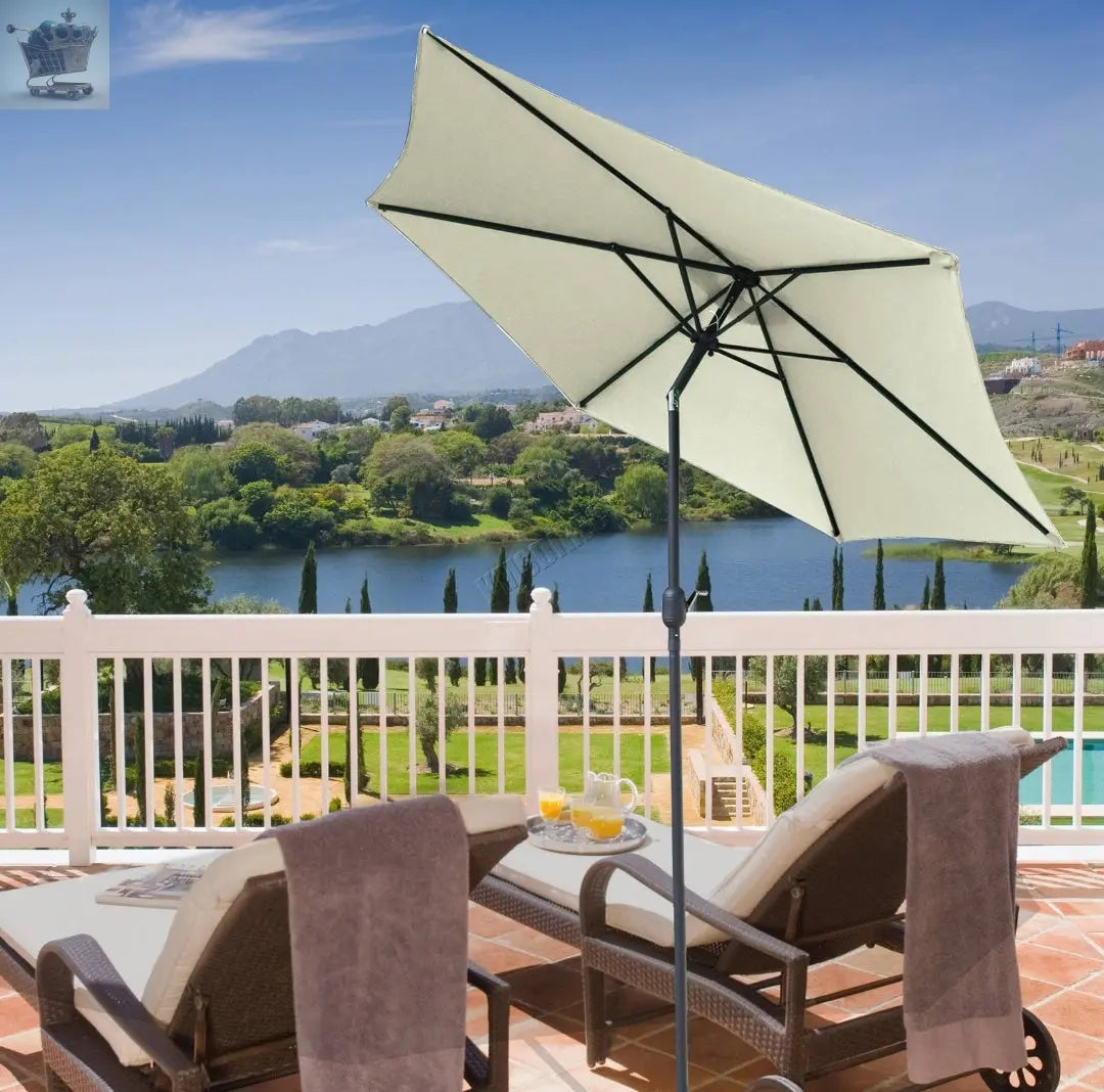 2.7M Large Garden Parasol Outdoor Umbrella Tilt Crank Canopy Sun Shade Patio - Royalcart