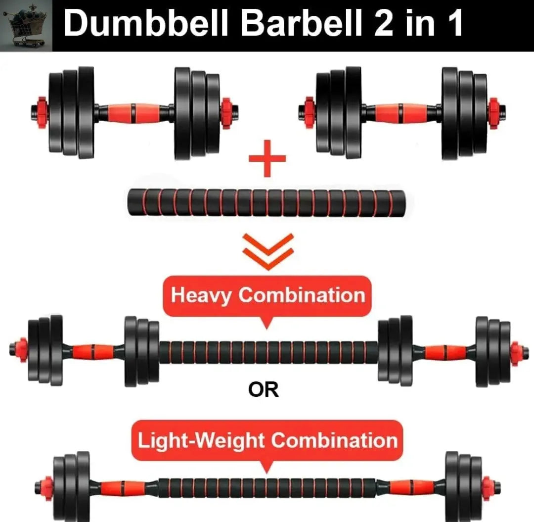 20kg Dumbbells Barbell Set with Connecting Rod Royalcart