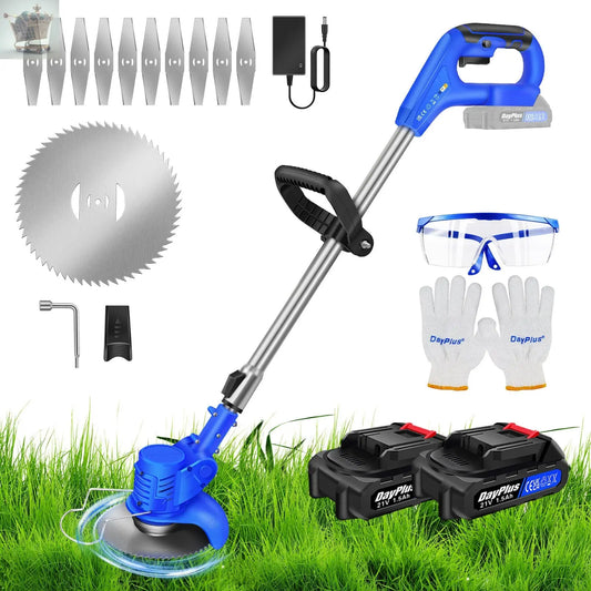 21V Cordless Electric Strimmer Grass Trimmer Weed Cutter Garden Edger + Battery - Royalcart