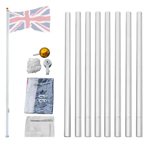 7.5M/25FT Sectional Flag Pole Kit Aluminum Telescopic Flagpole Yard & Commercial Royalcart