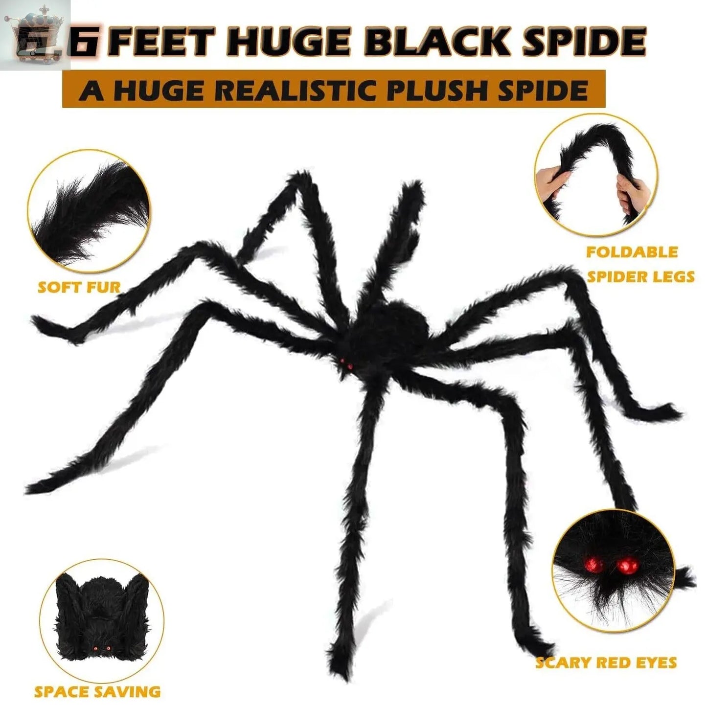 2M Hairy Giant Spider Halloween Prop Royalcart