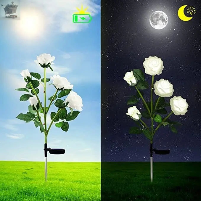 2x Decoration Rose LED Stake Garden Heads Party Outdoor Light Solar Lamps Flower Royalcart