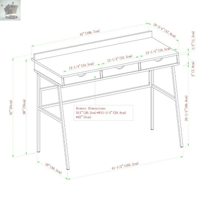 3 Drawers Angled Workstation Writing PC Laptop Computer Table Front Office Desk Royalcart