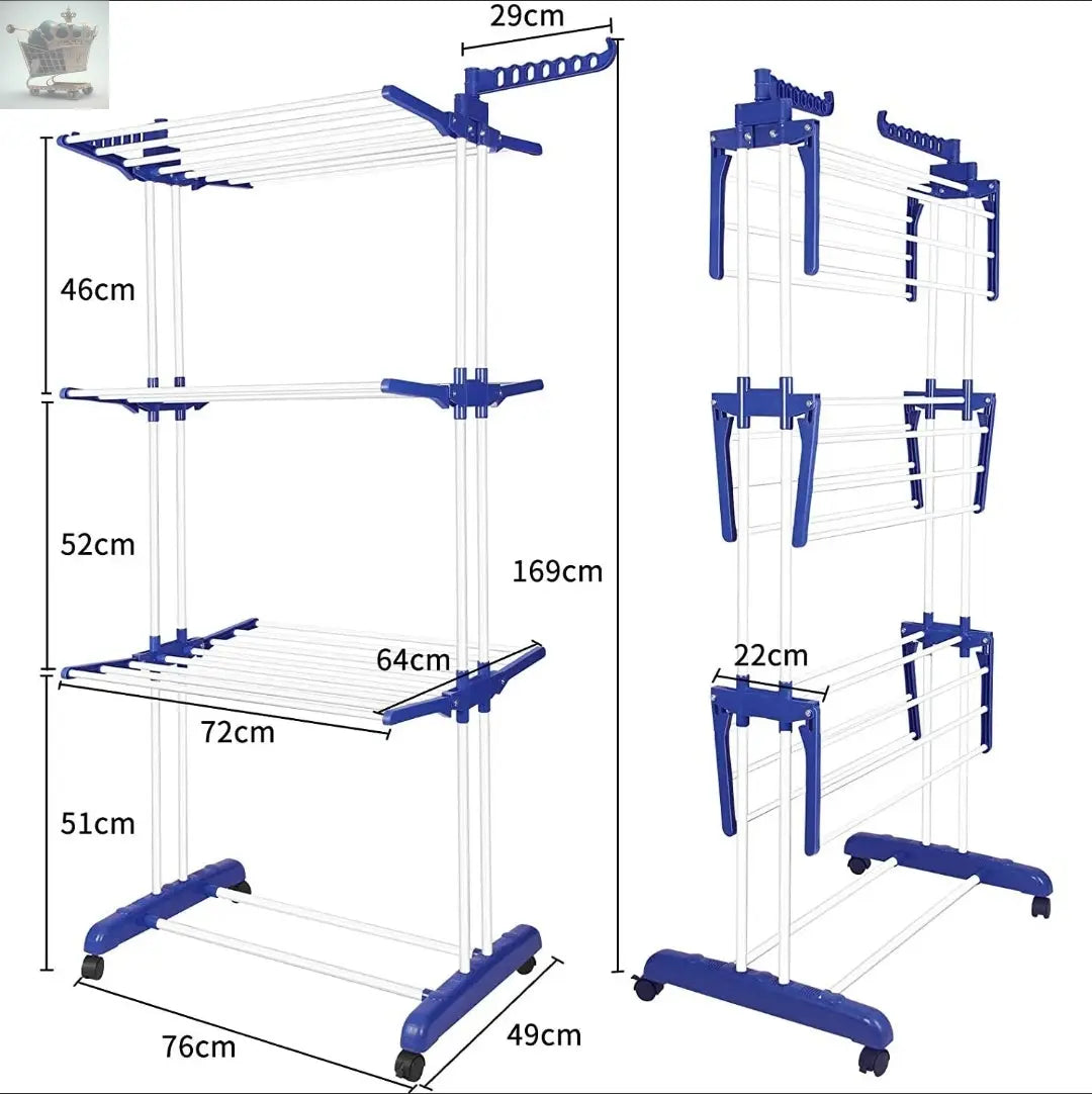 3 Tier Foldable Clothes Airer Rack Indoor Outdoor Dryer Laundry Dry Rail Hanger Royalcart