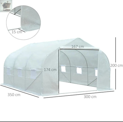 3.5x3m Walk-in Tunnel Greenhouse Shed Royalcart