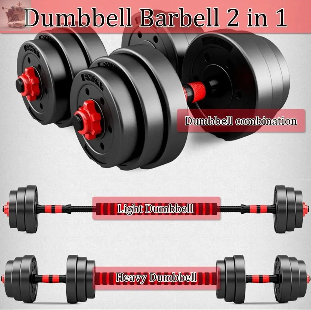 30kg Dumbbells Barbell Set with Connecting Rod And Gloves Set Royalcart