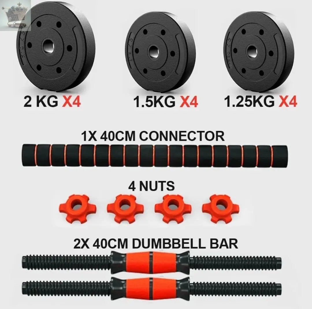 30kg Dumbbells Barbell Set with Connecting Rod And Gloves Set Royalcart