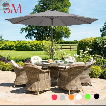 3M Large Garden Parasol Outdoor Umbrella Tilt Crank Royalcart