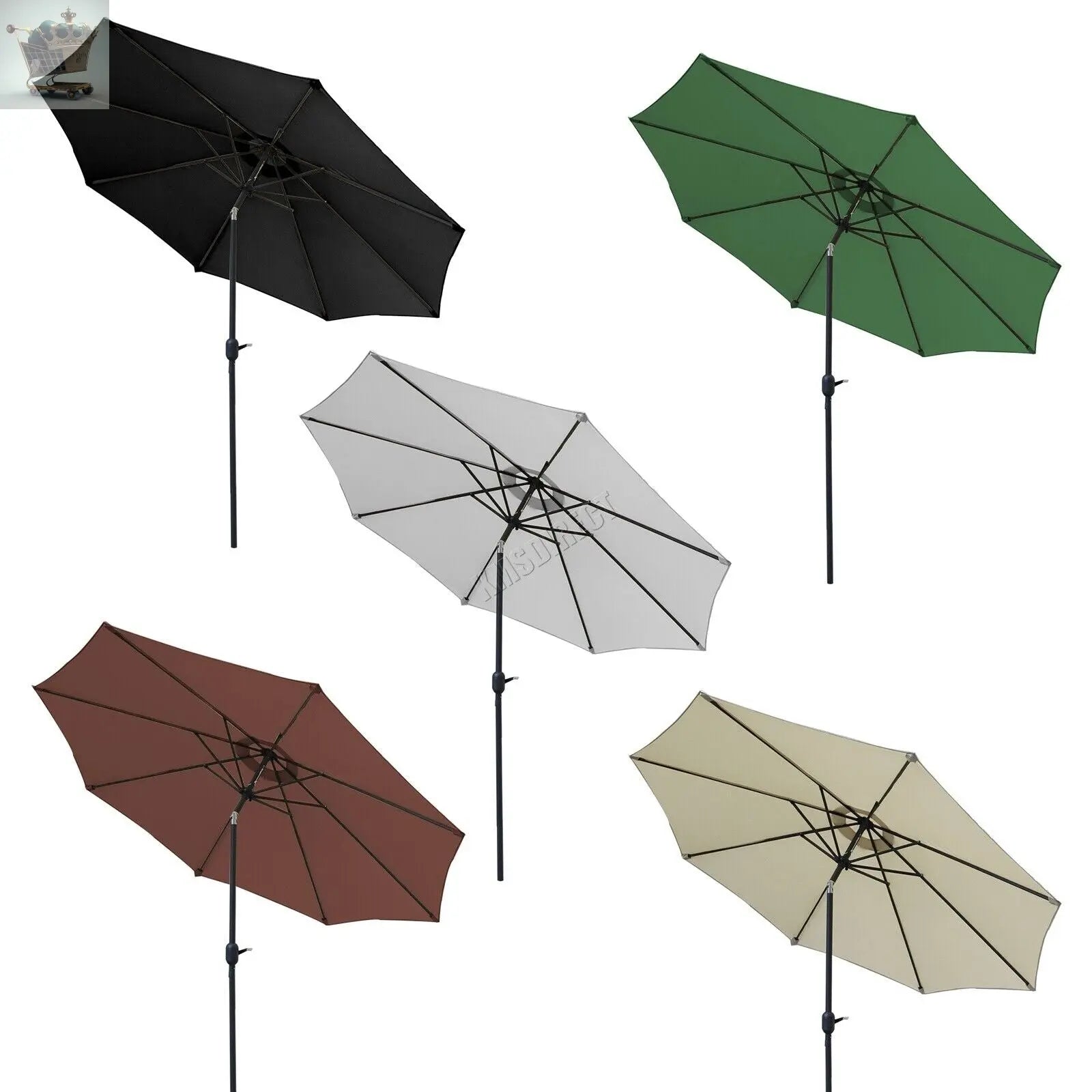 3M Large Garden Parasol Outdoor Umbrella Tilt Crank Royalcart