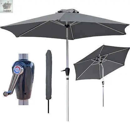 3M Large Garden Parasol Outdoor Umbrella Tilt Crank Royalcart