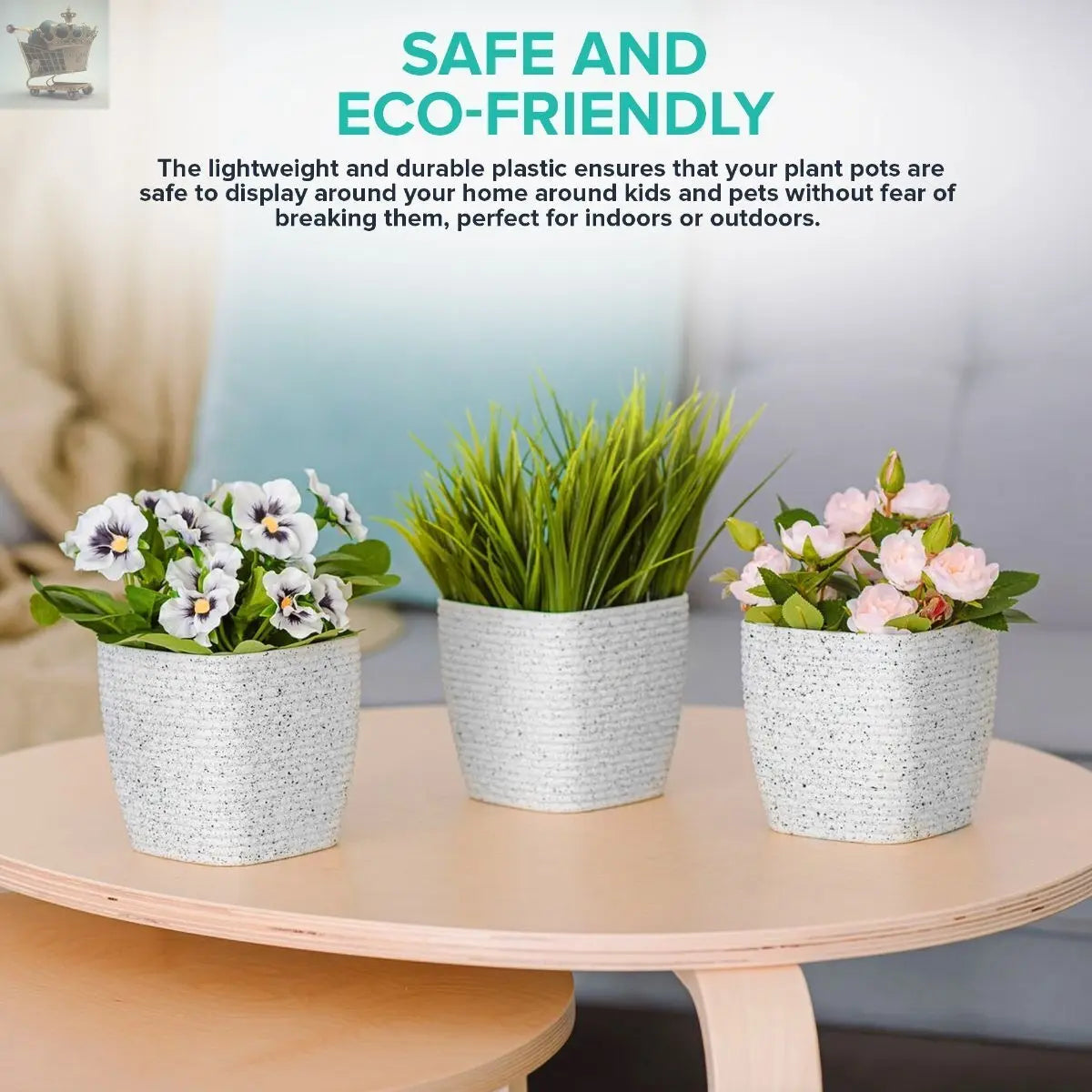 3Pcs Garden Flowerpot Plant Pot Basket Planter Plants Indoor Decor Tree Plastic Royalcart