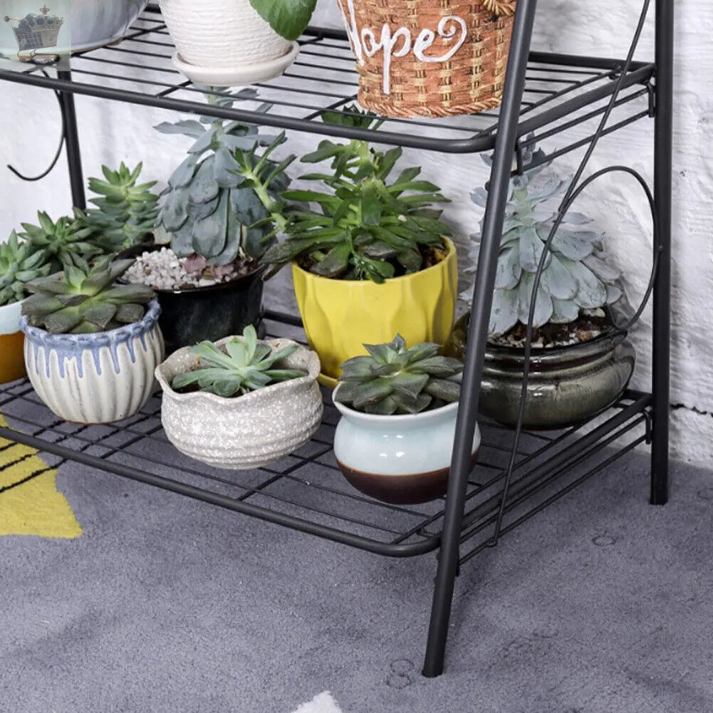 3Tier Metal Ladder Plant Stand Garden Flower Pot Shelf Display Rack Home Outdoor Royalcart